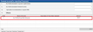 Show HRA exemption in tax return